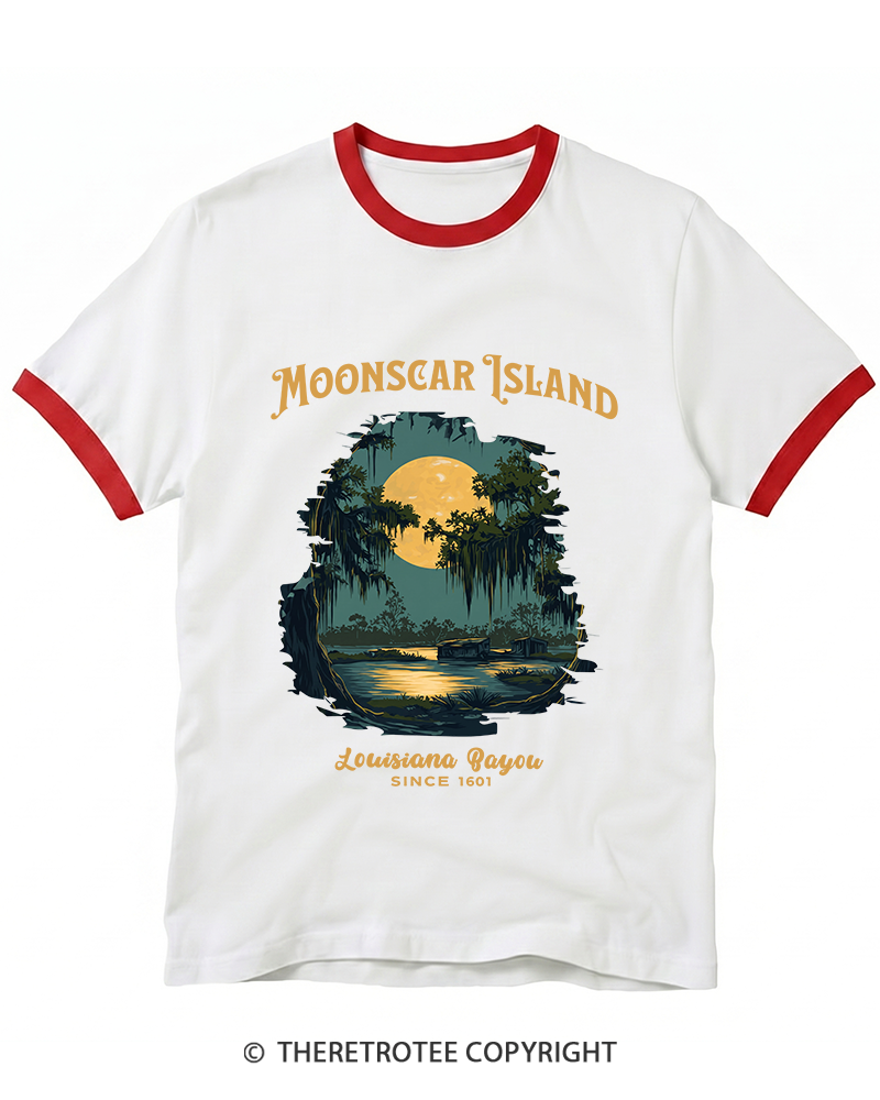 TheRetroTee Moonscar Island 1990s Ringer T-Shirt