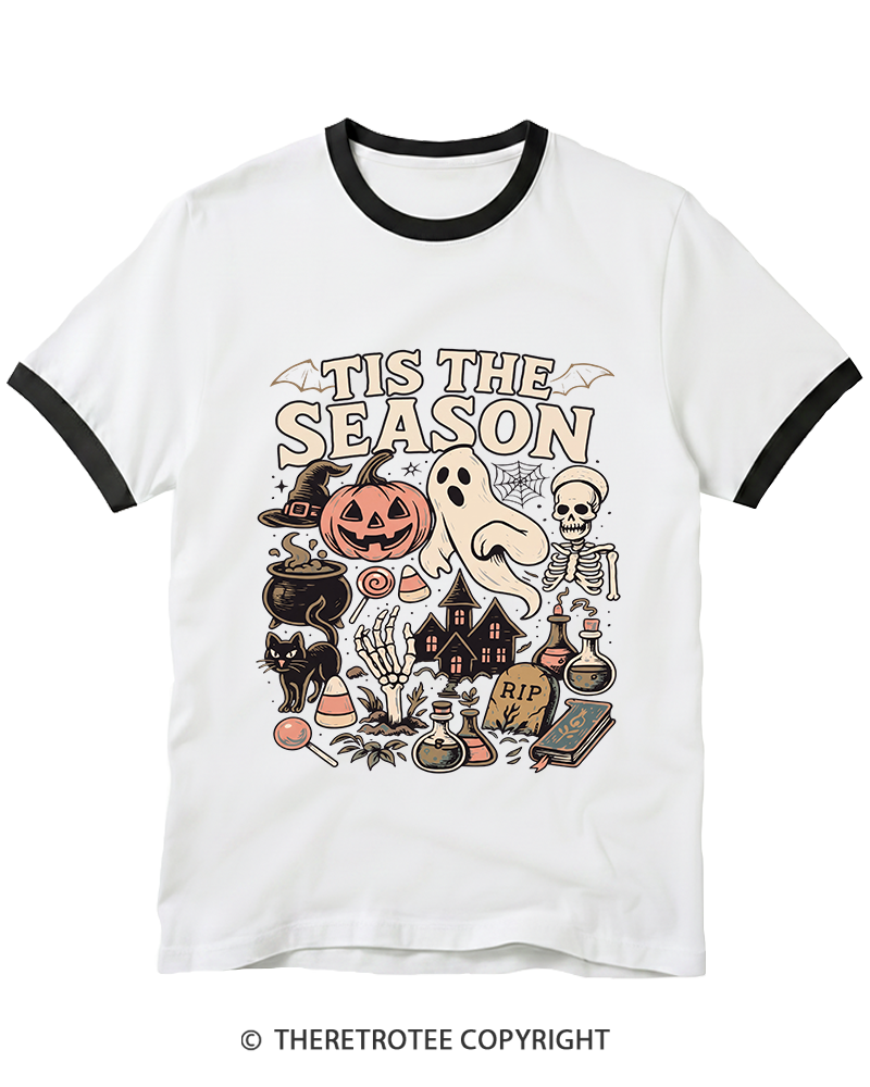 TheRetroTee Tis The Season 1980s Ringer T-Shirt