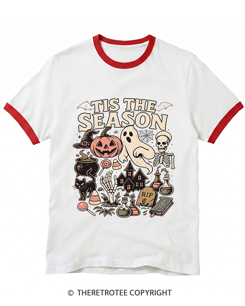 TheRetroTee Tis The Season 1980s Ringer T-Shirt