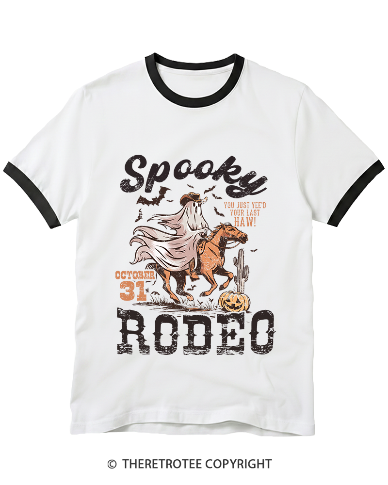 TheRetroTee Spooky Rodeo 1990s Ringer T-Shirt