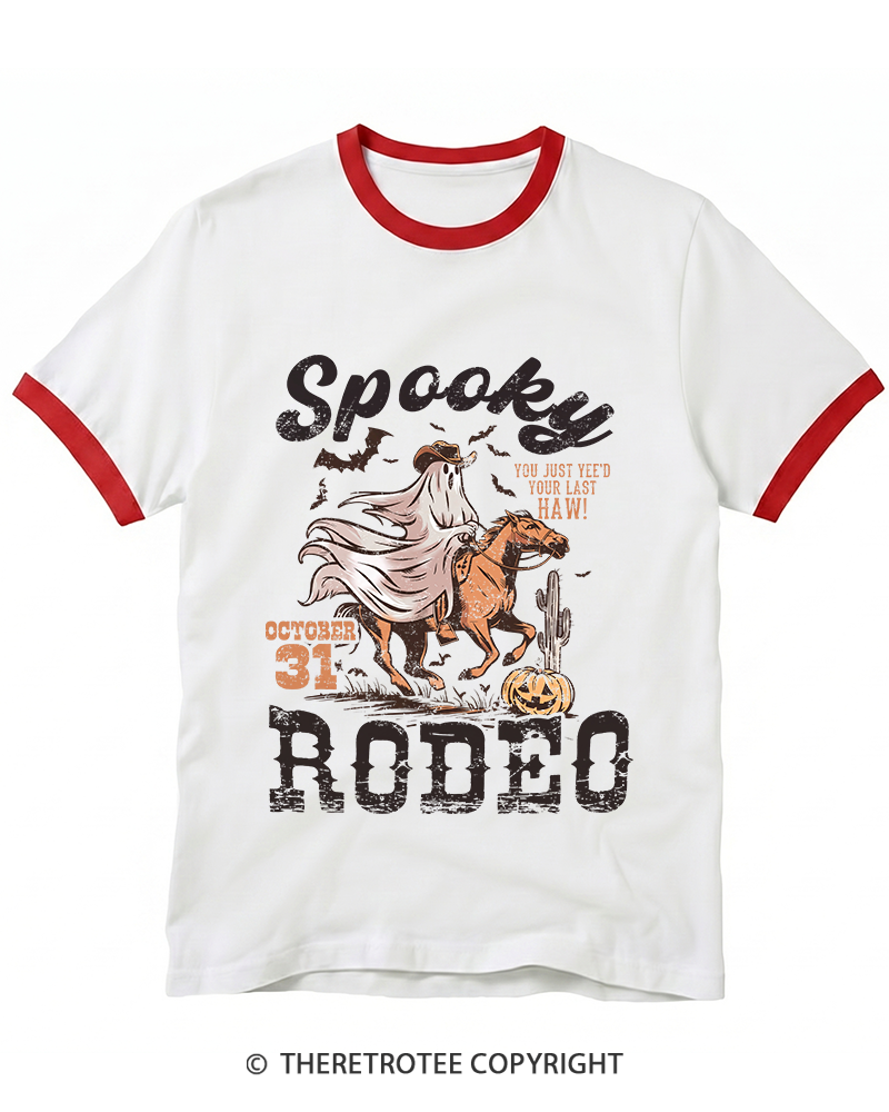 TheRetroTee Spooky Rodeo 1990s Ringer T-Shirt