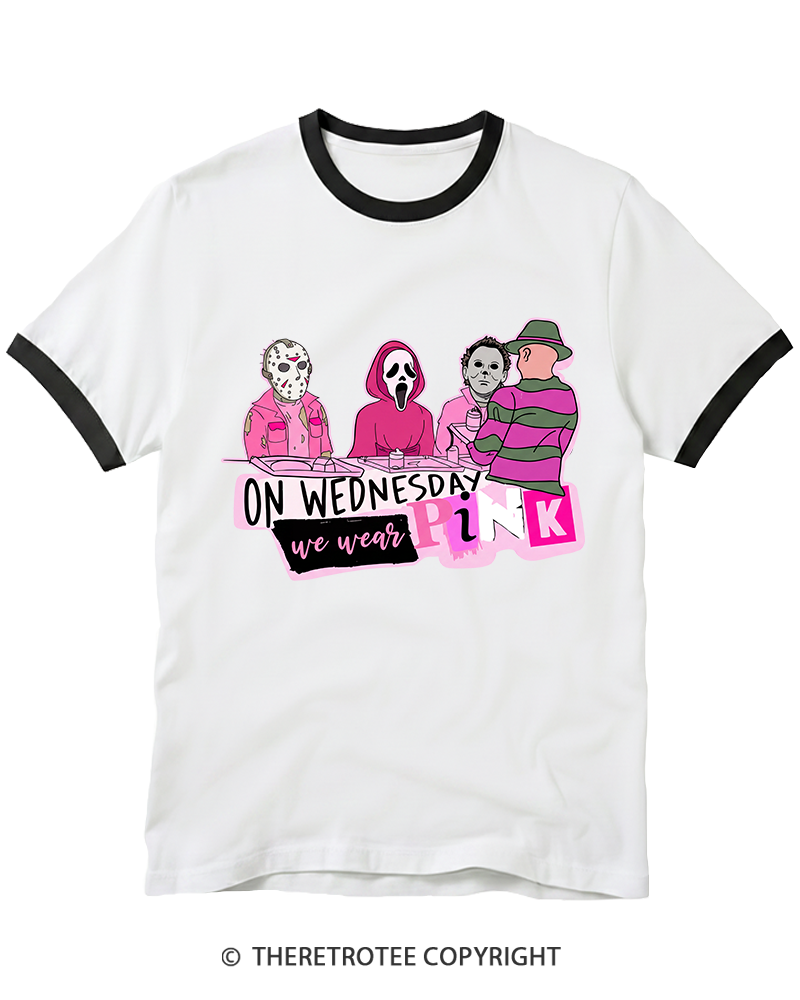 TheRetroTee On Wednesdays We Wear Pink 1970s Ringer T-Shirt