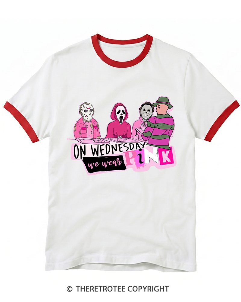 TheRetroTee On Wednesdays We Wear Pink 1970s Ringer T-Shirt