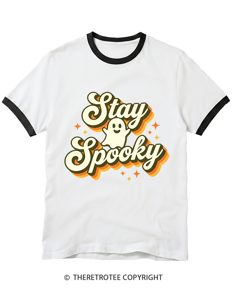 TheRetroTee Stay Spooky 1970s Ringer T-Shirt