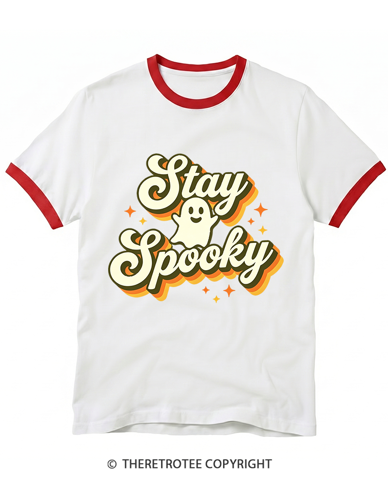 TheRetroTee Stay Spooky 1970s Ringer T-Shirt