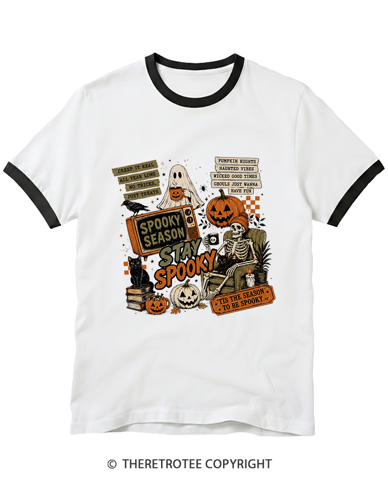 TheRetroTee Stay Spooky 1980s Ringer T-Shirt