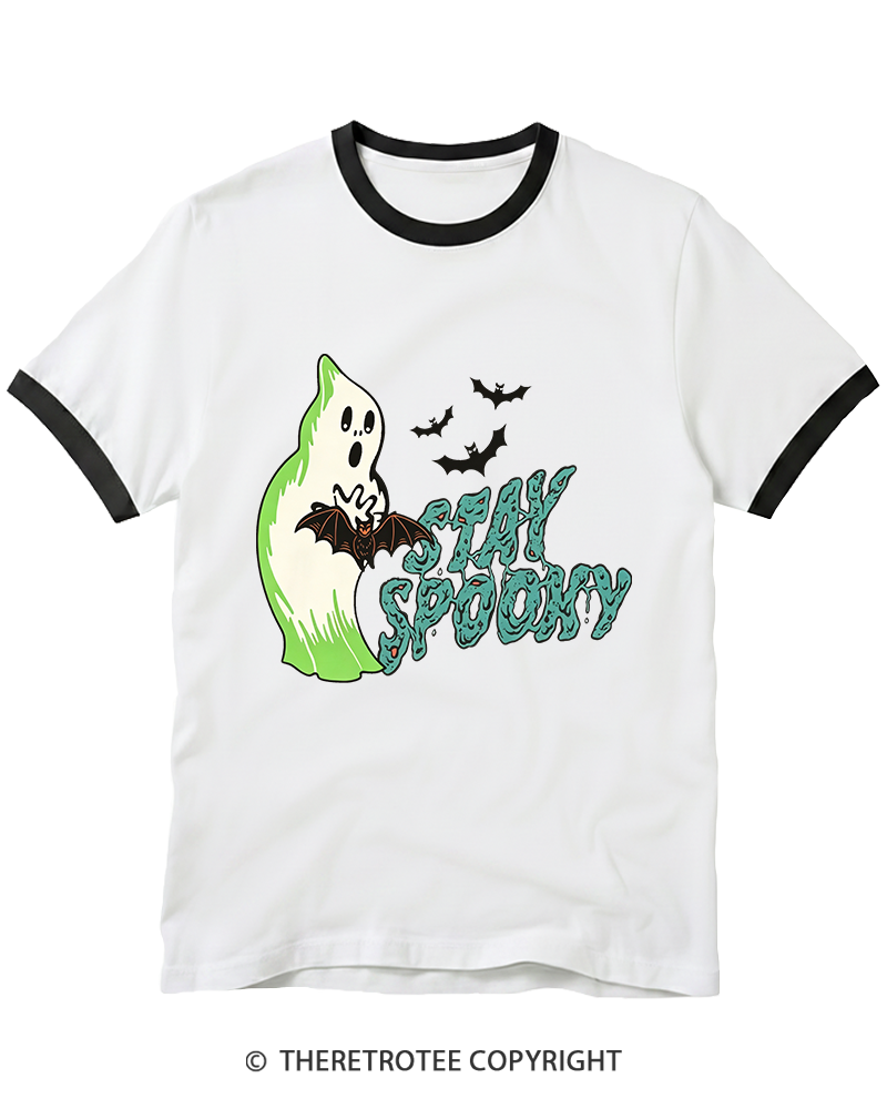 TheRetroTee Stay Spooky 1960s Ringer T-Shirt