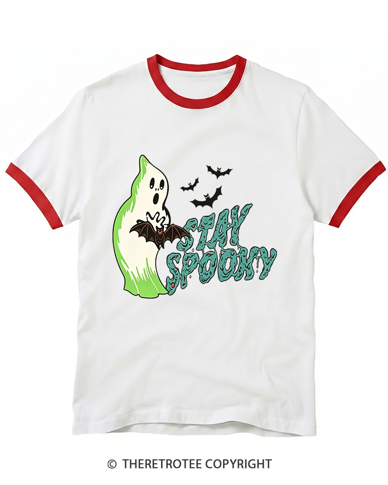 TheRetroTee Stay Spooky 1960s Ringer T-Shirt