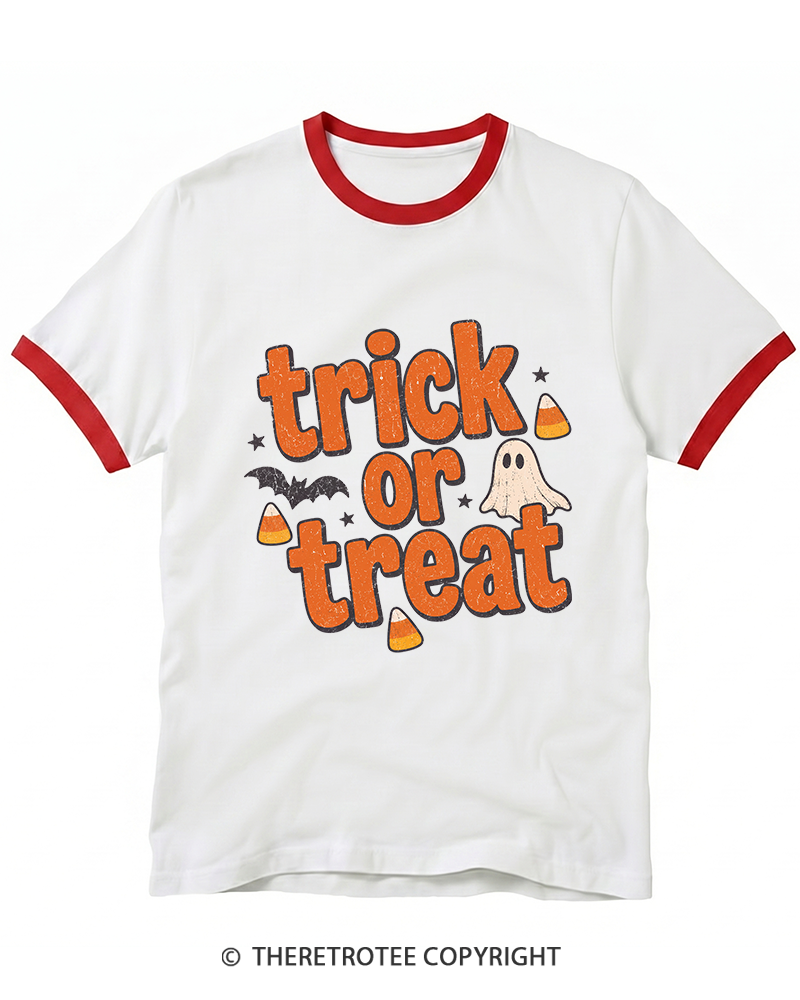 TheRetroTee Trick Or Treat 1940s Ringer T-Shirt