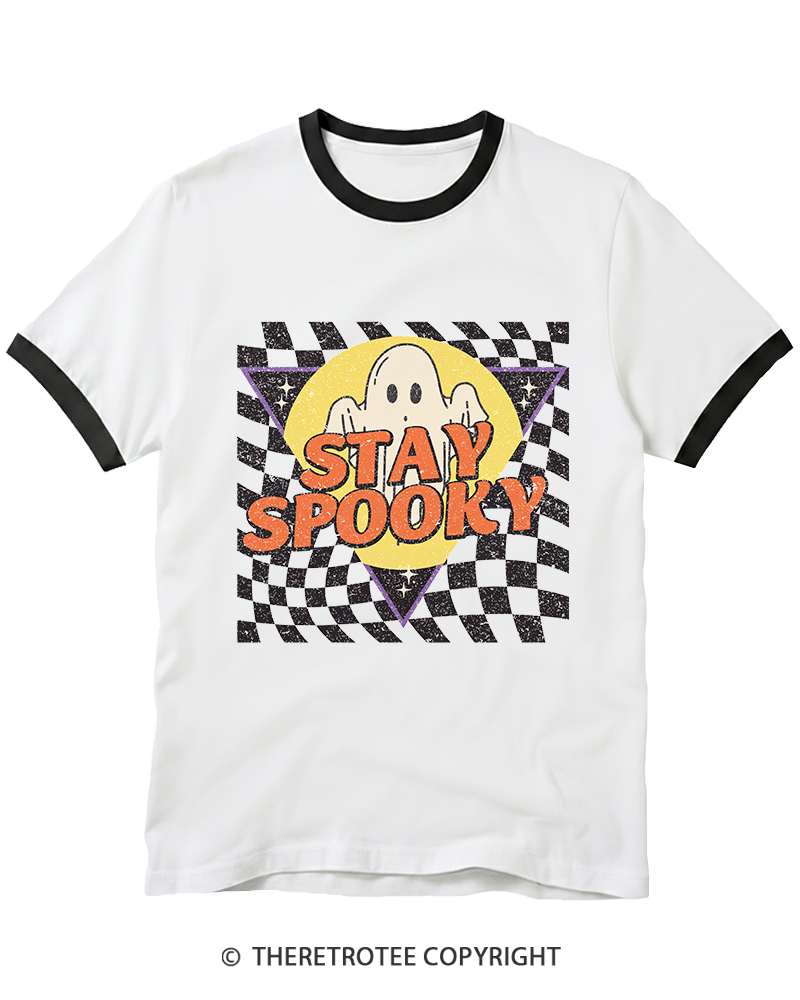 TheRetroTee Stay Spooky 1990s Ringer T-Shirt