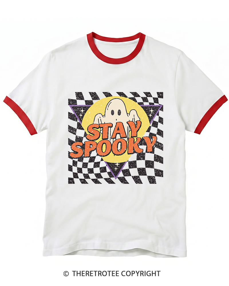 TheRetroTee Stay Spooky 1990s Ringer T-Shirt