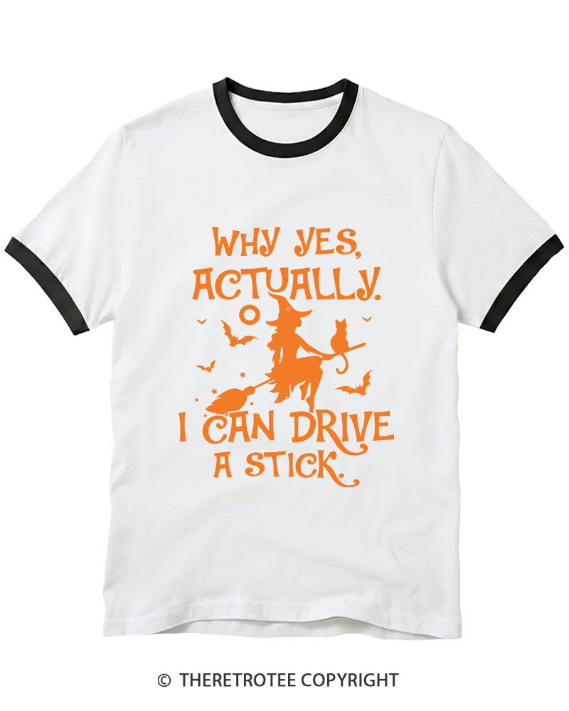 TheRetroTee Why Yes, Actually. I Can Drive A Stick 1980s Ringer T-Shirt