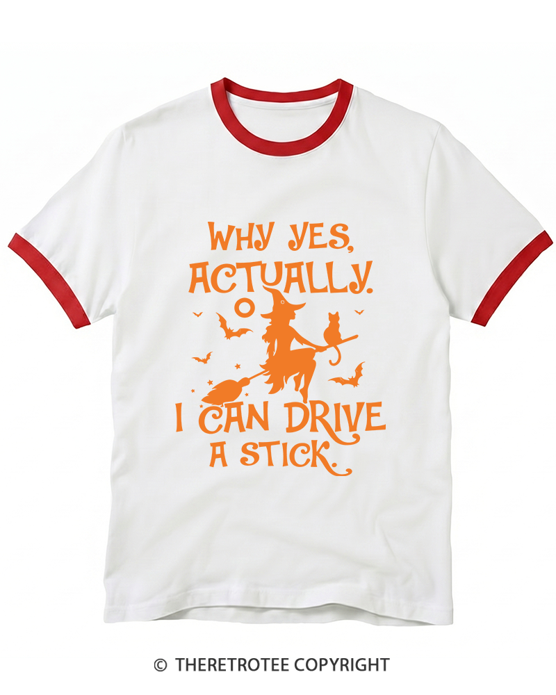 TheRetroTee Why Yes, Actually. I Can Drive A Stick 1980s Ringer T-Shirt