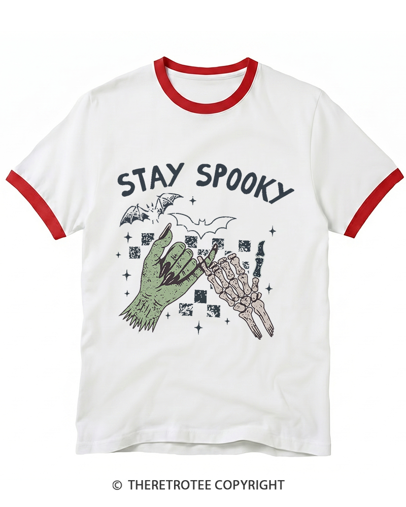 TheRetroTee Stay Spooky 2000s Ringer T-Shirt