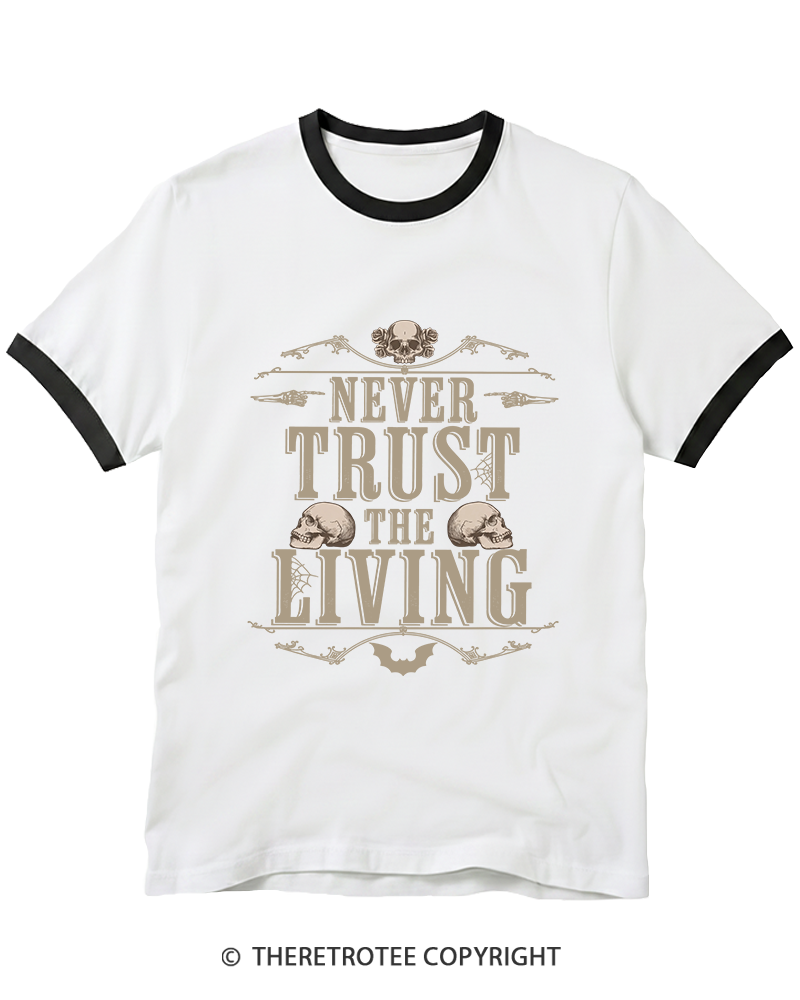 TheRetroTee Never Trust the Living 1980s Ringer T-Shirt