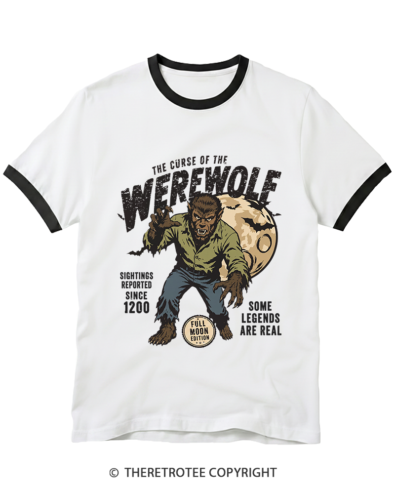 TheRetroTee Werewolf Cult Classic Halloween Horror Movie Werewolf Cult Classic Halloween Horror Movie Ringer T-Shirt