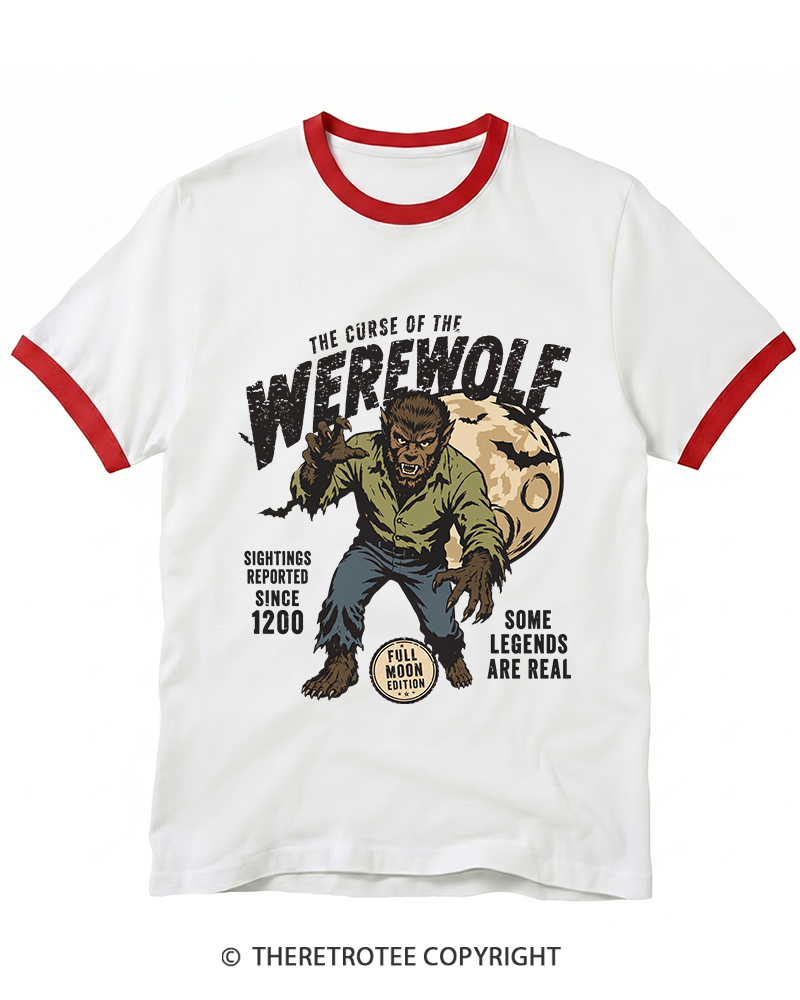 TheRetroTee Werewolf Cult Classic Halloween Horror Movie Werewolf Cult Classic Halloween Horror Movie Ringer T-Shirt