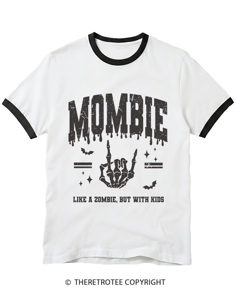 TheRetroTee Mom Halloween Mombie Ringer T-Shirt