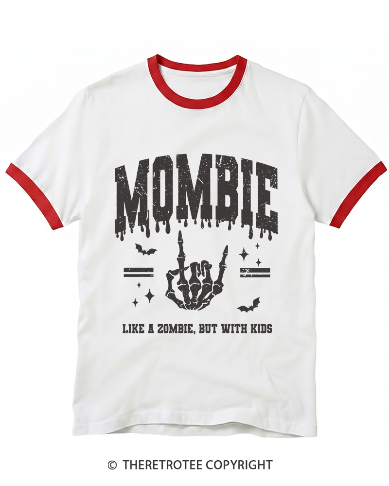 TheRetroTee Mom Halloween Mombie Ringer T-Shirt
