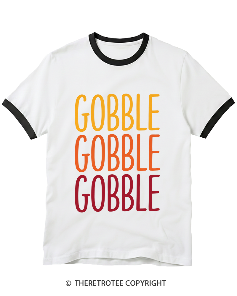 TheRetroTee Gobble Gobble Gobble 1990s Ringer T-Shirt