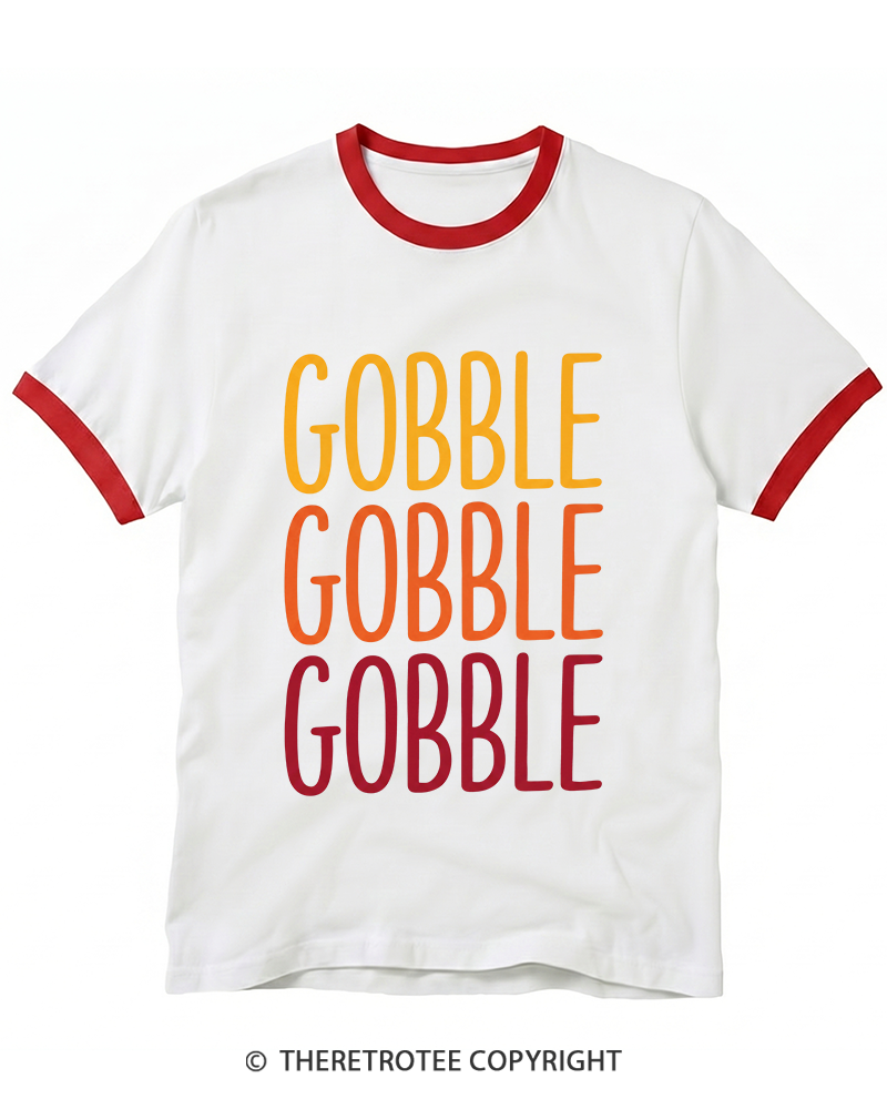 TheRetroTee Gobble Gobble Gobble 1990s Ringer T-Shirt