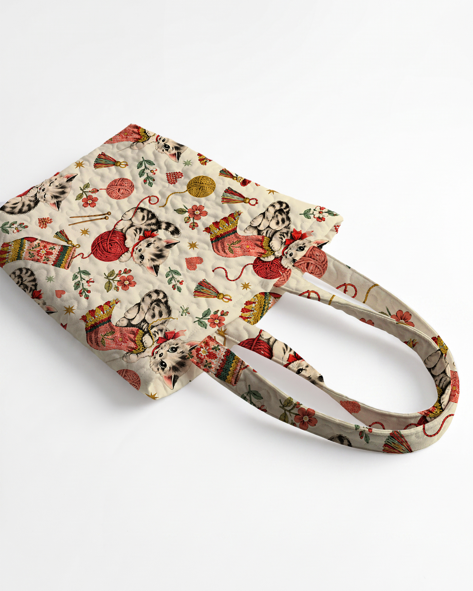 TheRetroTee Vintage Kitten & Knitting Yarn Tote Bag