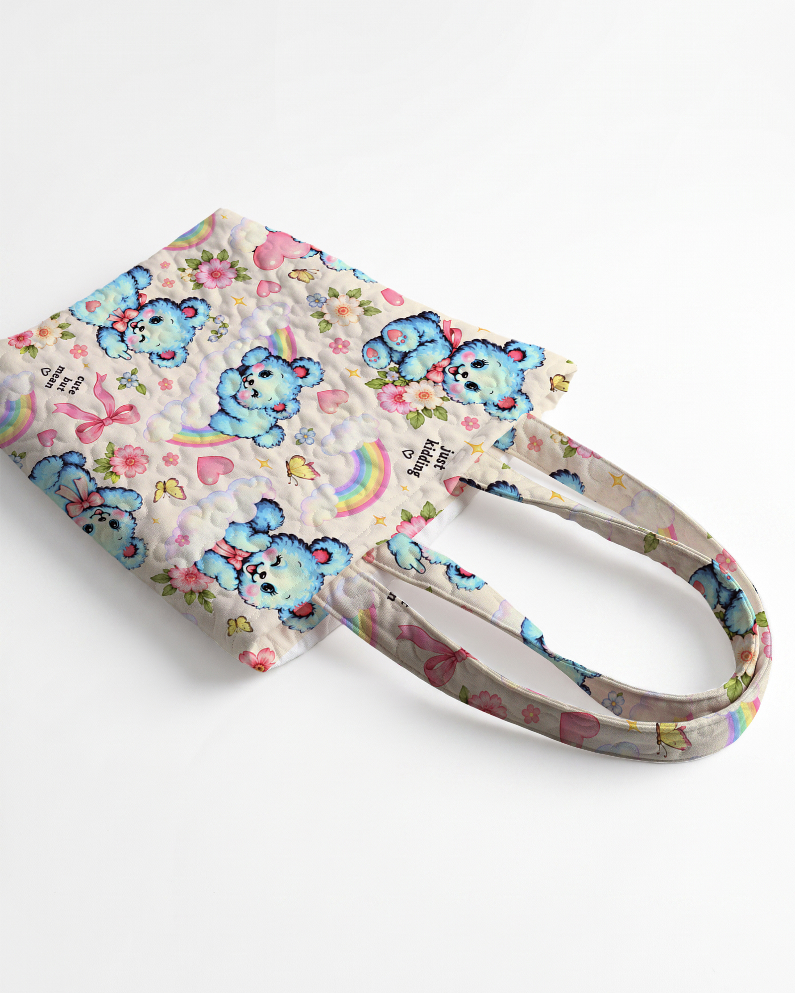 TheRetroTee Blue Bear Rainbow Dreams Tote Bag