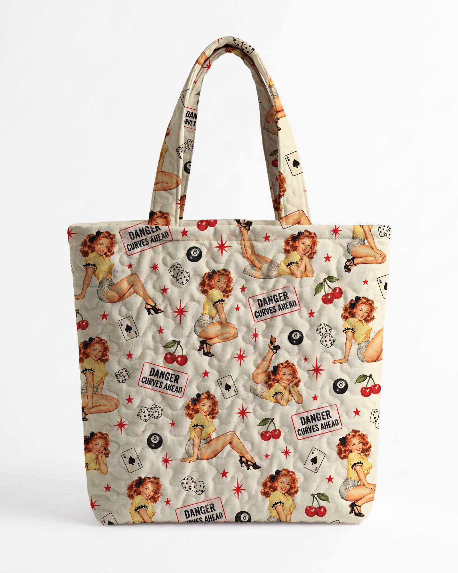 TheRetroTee Pin-Up Girl & Lucky Dice Poker Tote Bag
