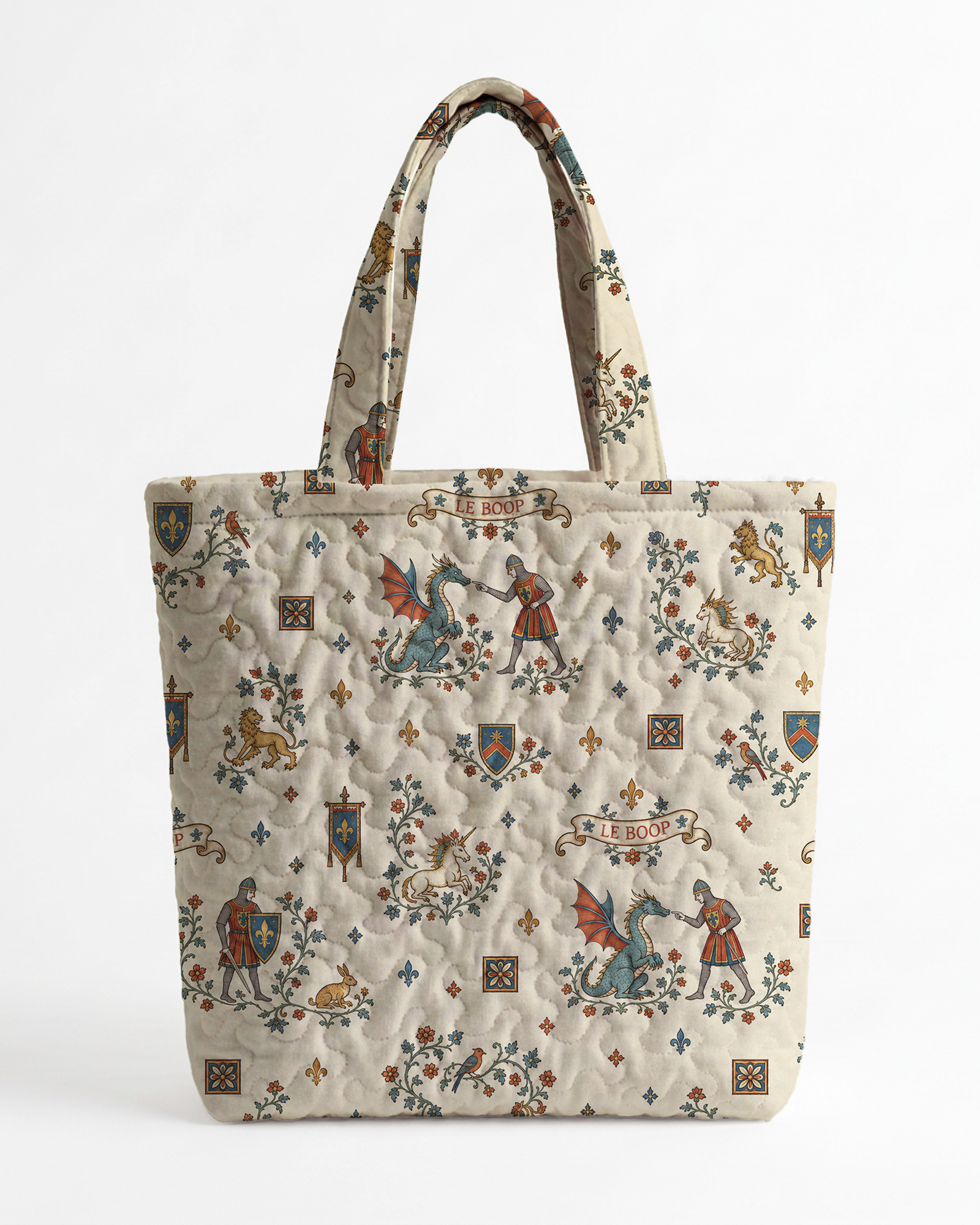 TheRetroTee Medieval Knight & Dragon Tote Bag