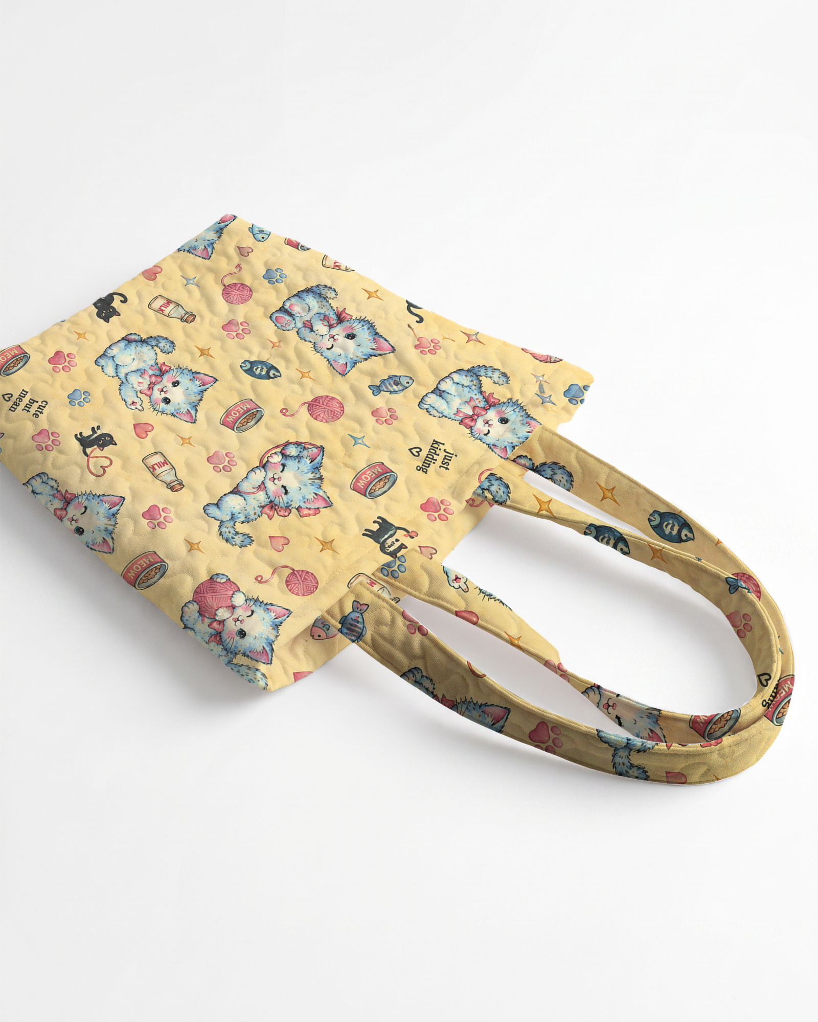 TheRetroTee Cute Mean Blue Kitten Tote Bag
