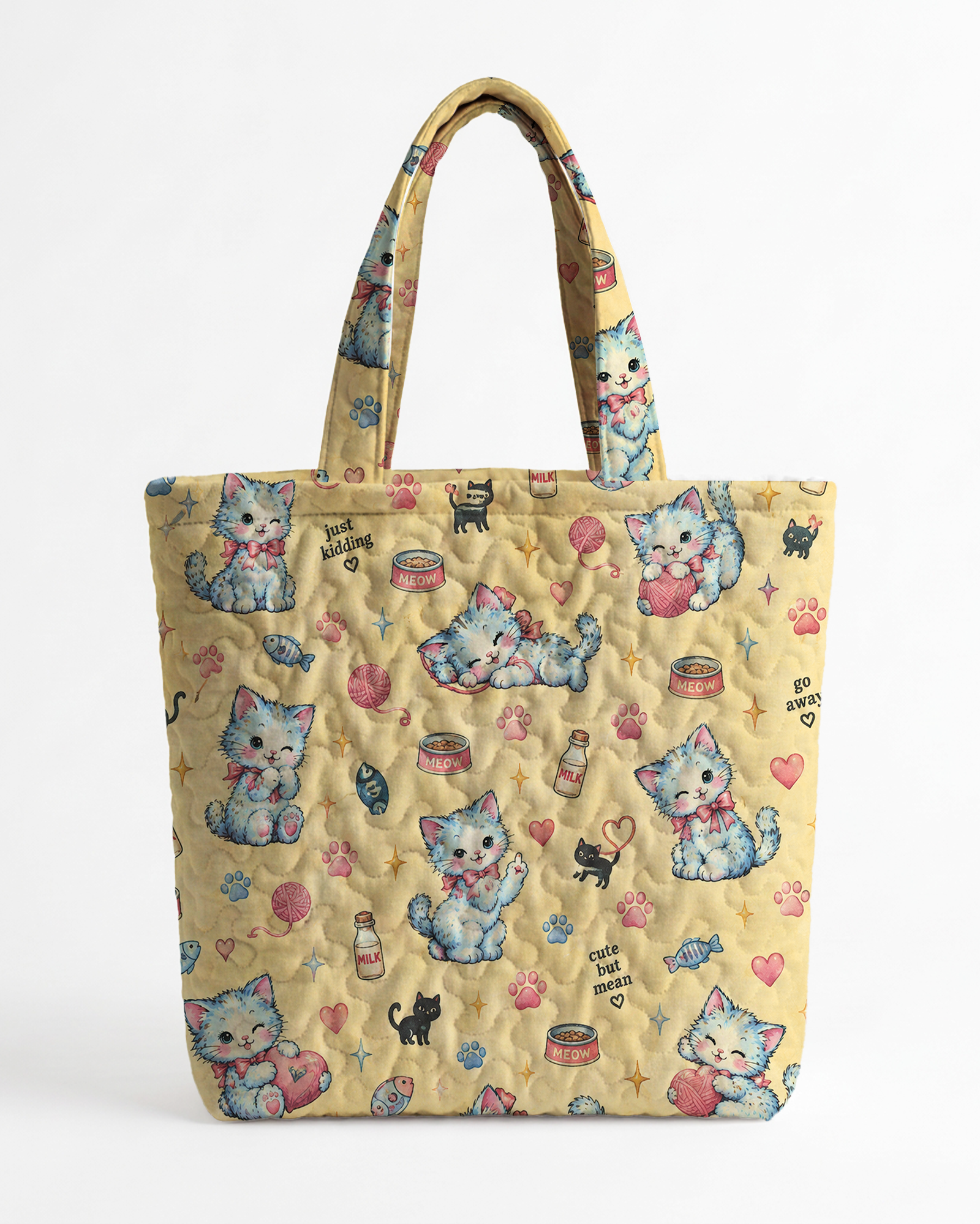 TheRetroTee Cute Mean Blue Kitten Tote Bag