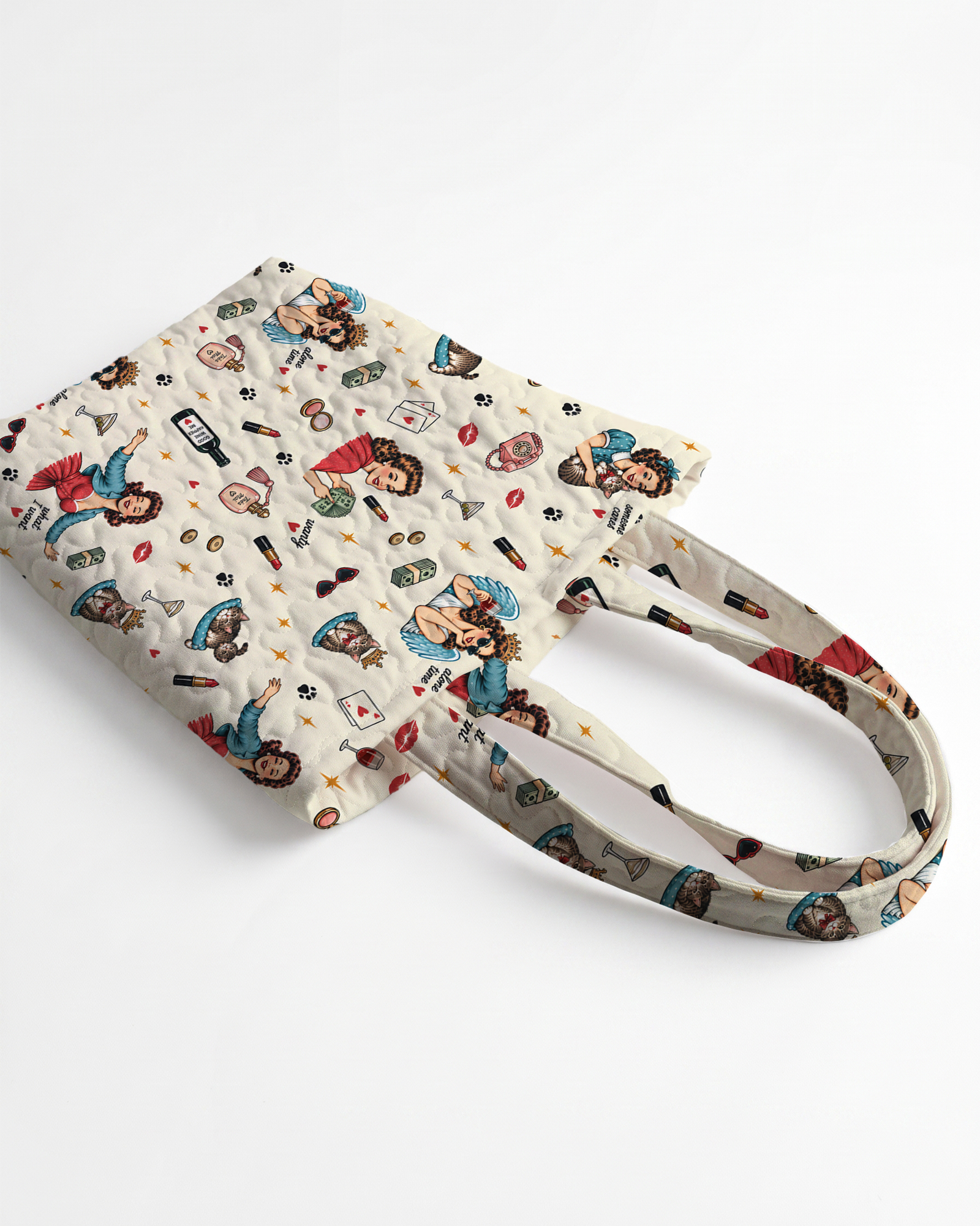 TheRetroTee Cats & Good Wine Dreams Tote Bag