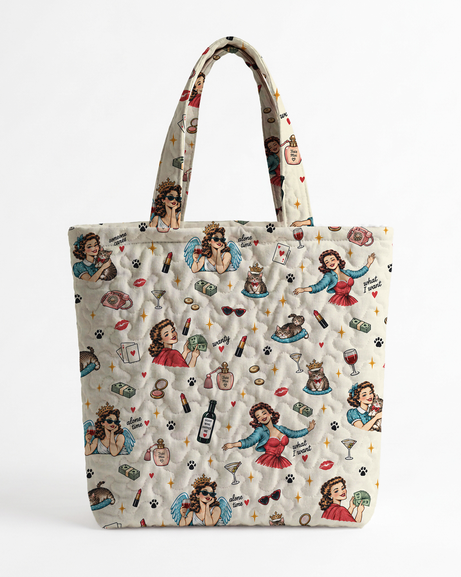 TheRetroTee Cats & Good Wine Dreams Tote Bag