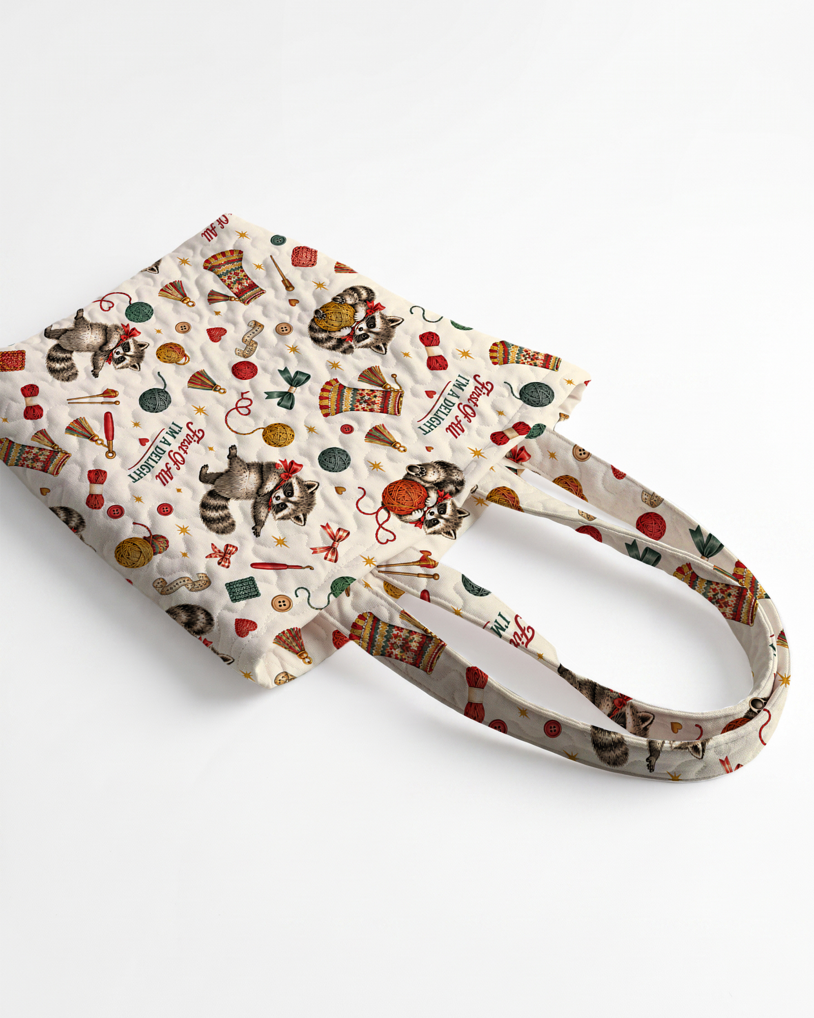 TheRetroTee Raccoon & Yarn Balls Tote Bag