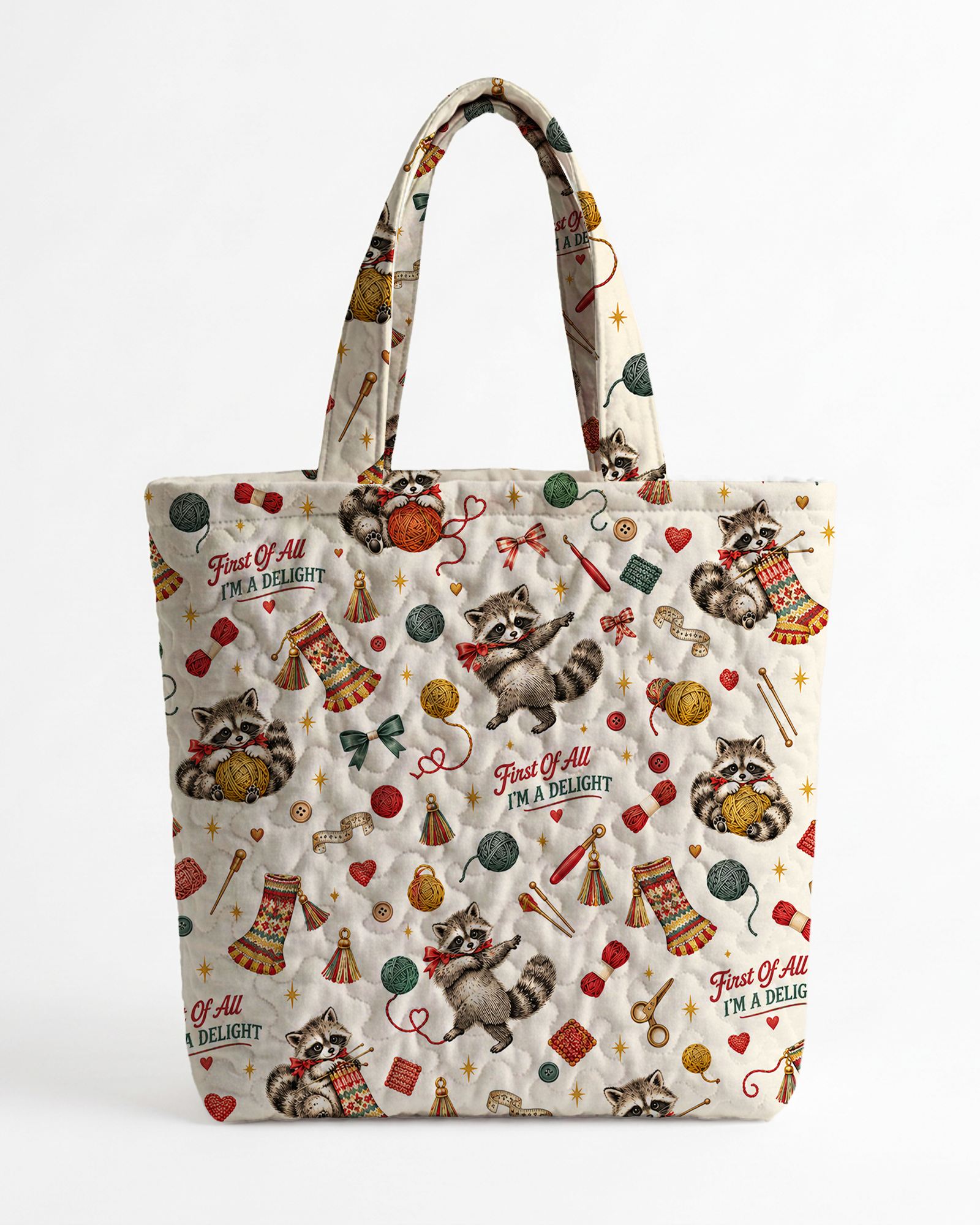 TheRetroTee Raccoon & Yarn Balls Tote Bag