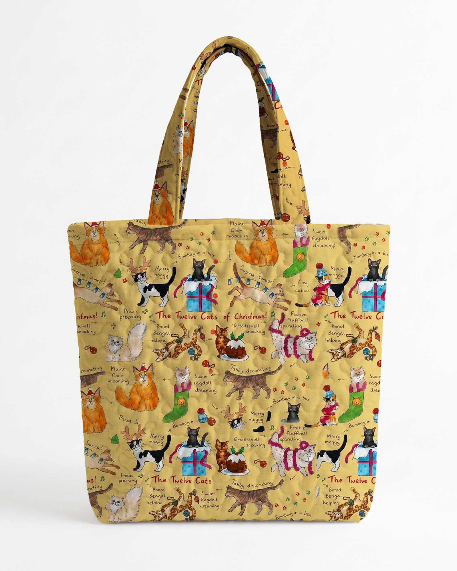 TheRetroTee The Twelve Cats Of Christmas Holiday Tote Bag