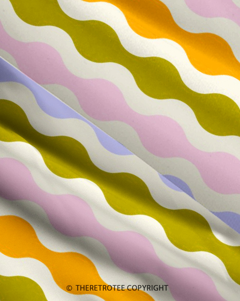 TheRetroTee 1970s Retro Groovy Wavy Stripe Pastel Boho Strappy Maxi Dress