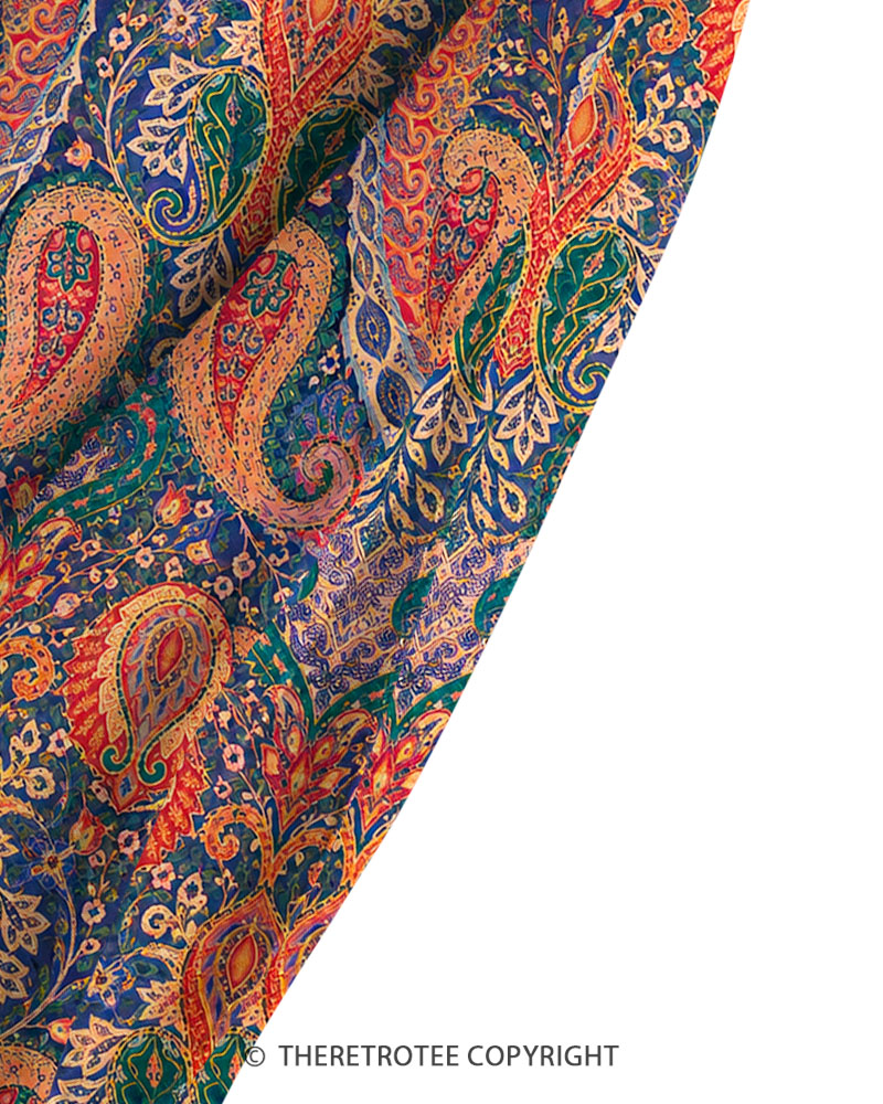 TheRetroTee 1960s Vintage Graphic Paisley Bloom Maxi Dress