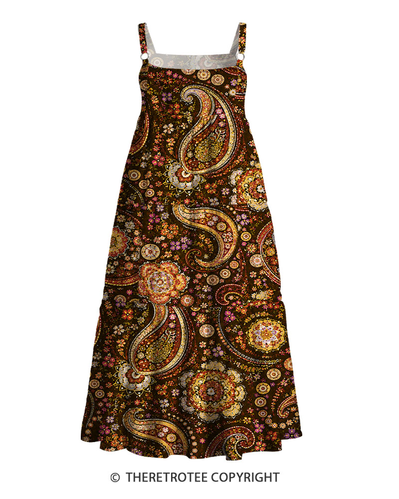 TheRetroTee 1960s Vintage Graphic Retro Paisley Maxi Dress