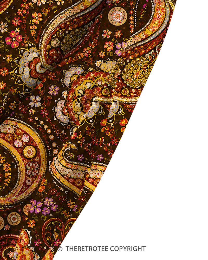 TheRetroTee 1960s Vintage Graphic Retro Paisley Maxi Dress