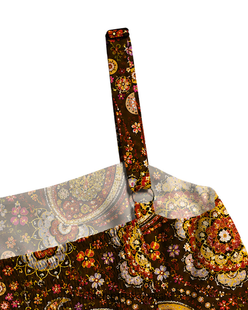 TheRetroTee 1960s Vintage Graphic Retro Paisley Maxi Dress