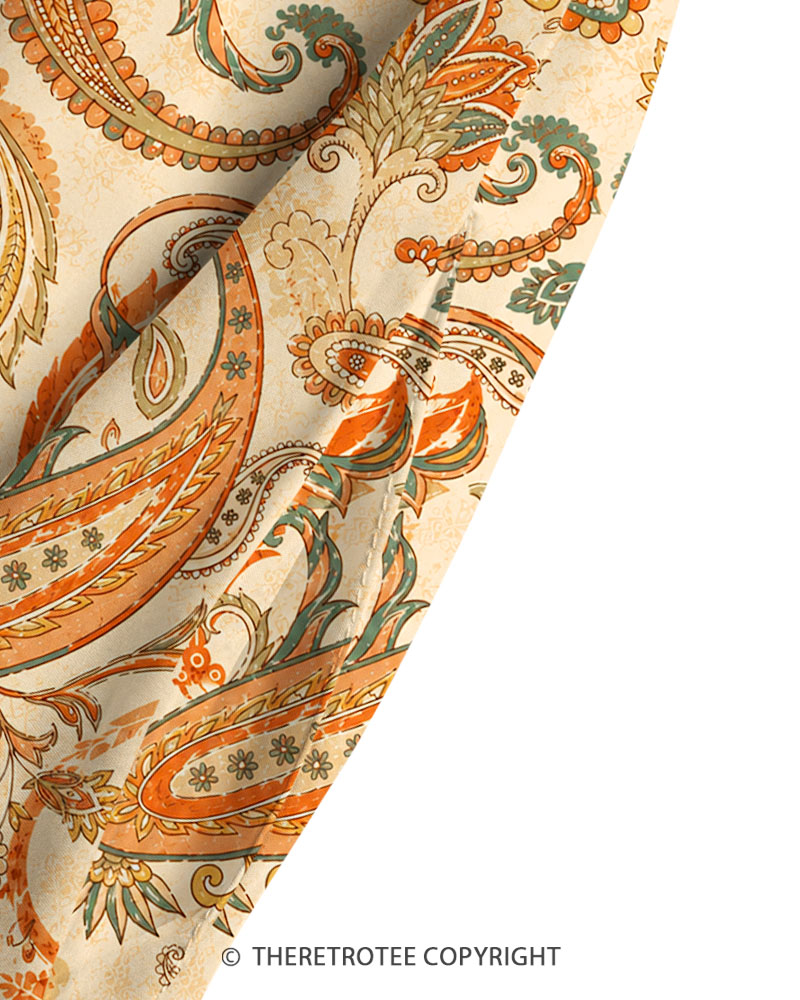TheRetroTee 1960s Vintage Graphic Paisley Garden Maxi Dress