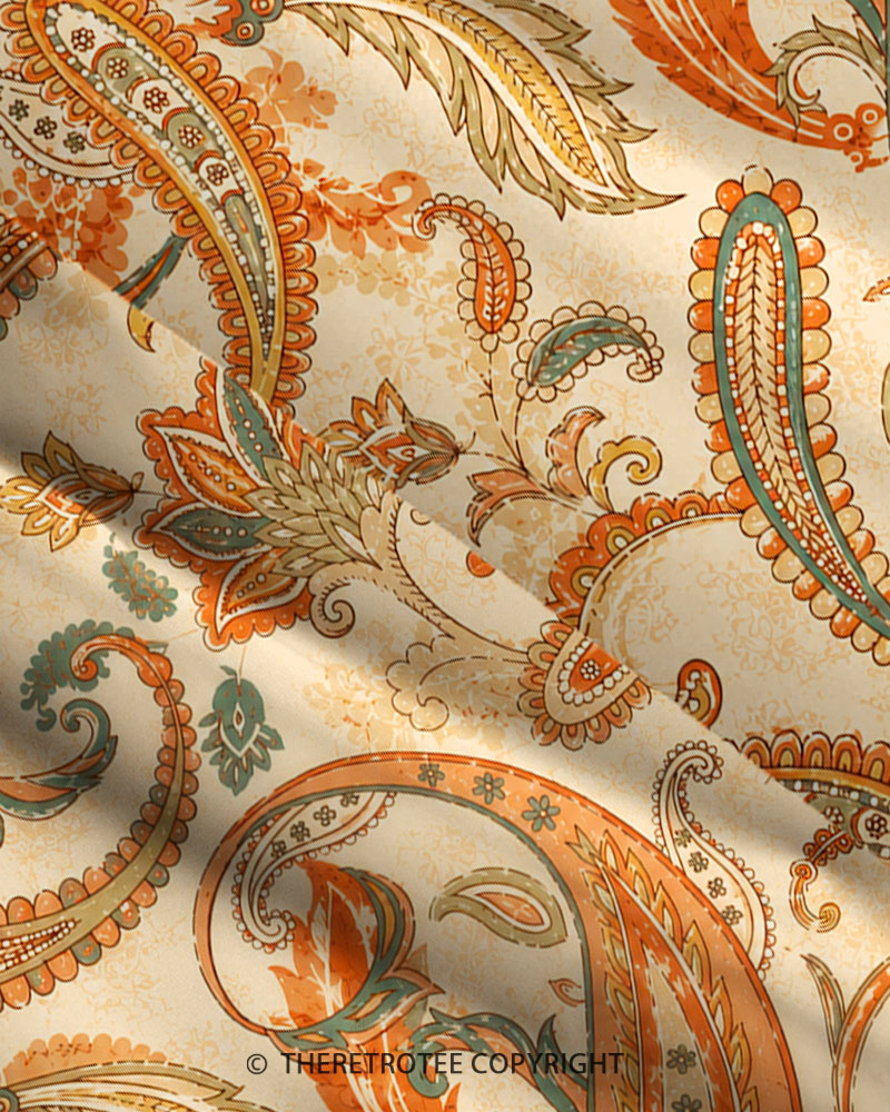 TheRetroTee 1960s Vintage Graphic Paisley Garden Maxi Dress