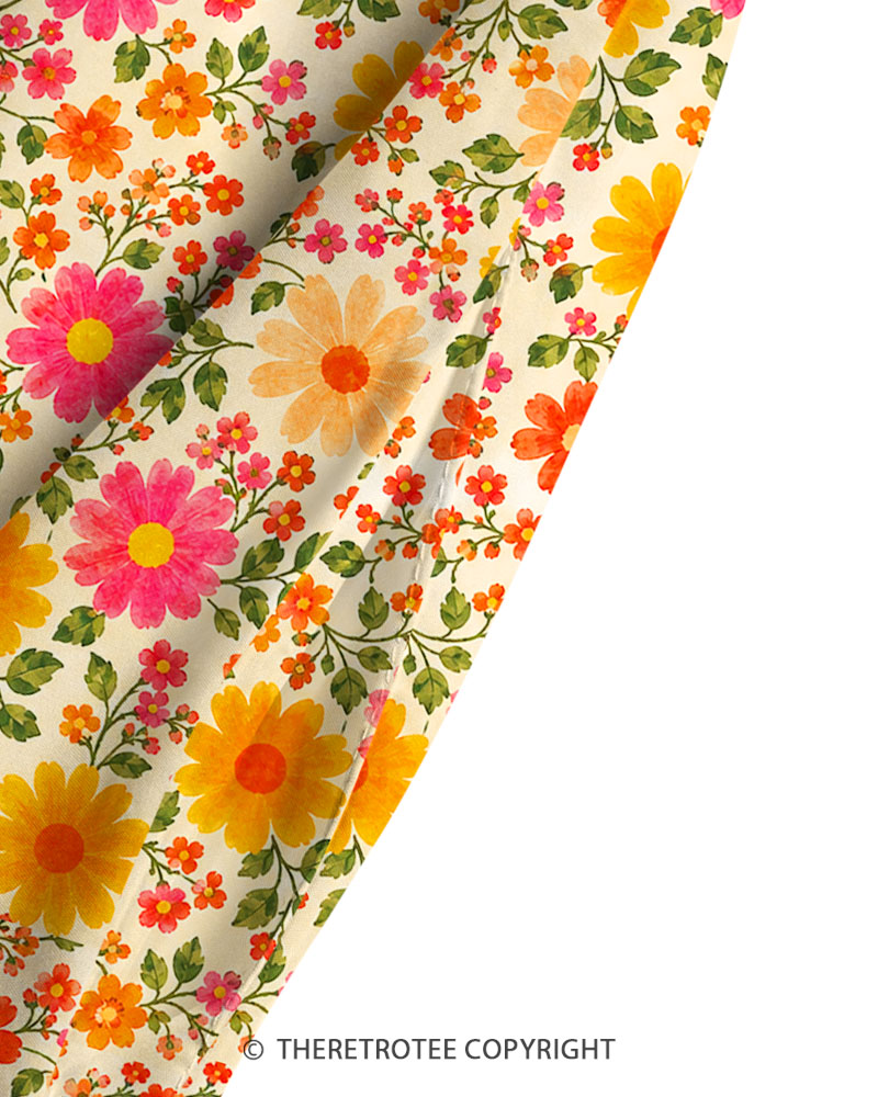 TheRetroTee 1960s Vintage Graphic Flower Power Daisy Maxi Dress