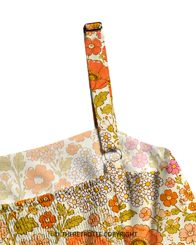 TheRetroTee 1960s Vintage Graphic Summer Daisy Maxi Dress