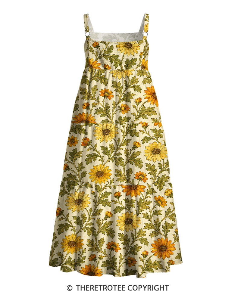 TheRetroTee 1970s Vintage Daisy Garden Maxi Dress