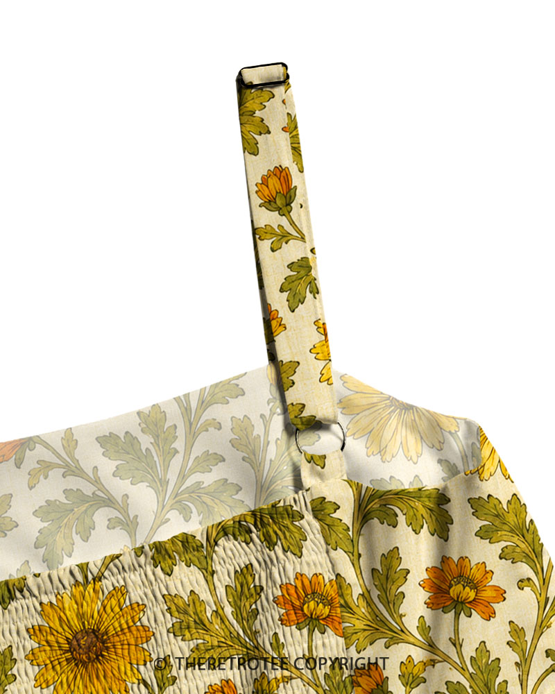TheRetroTee 1970s Vintage Daisy Garden Maxi Dress