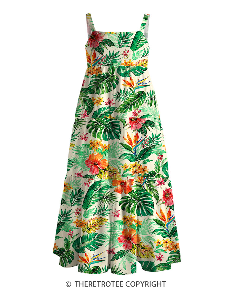TheRetroTee 1970s Tropical Garden Maxi Dress