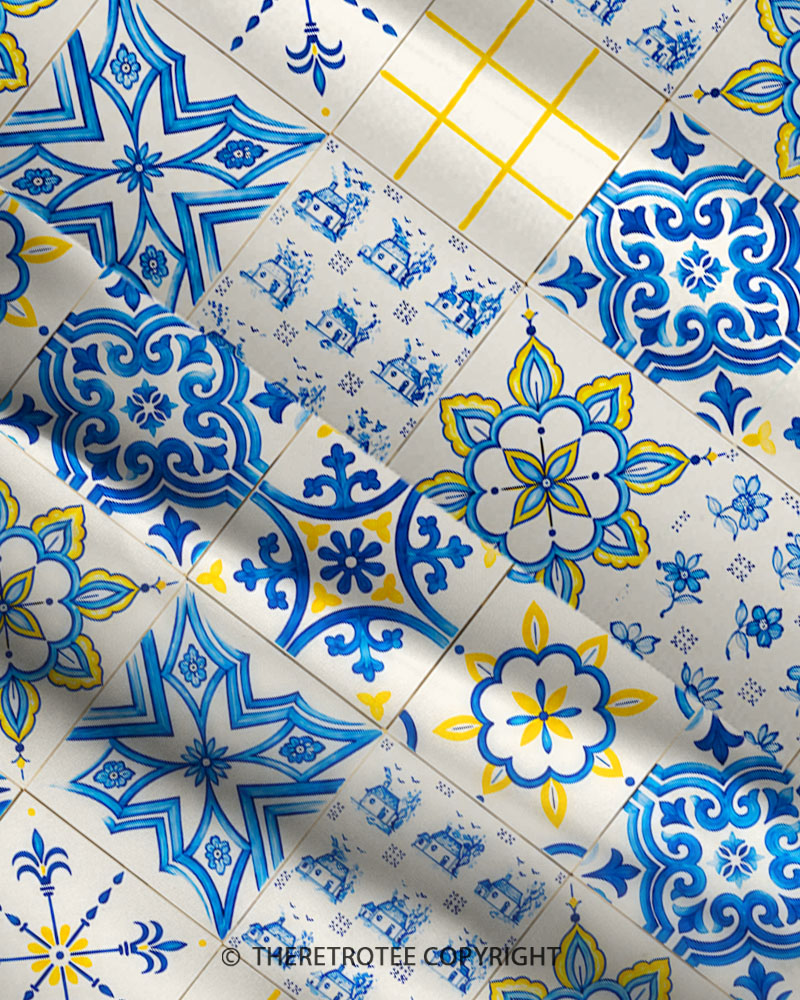 TheRetroTee Vintage Mediterranean Tile Maxi Dress