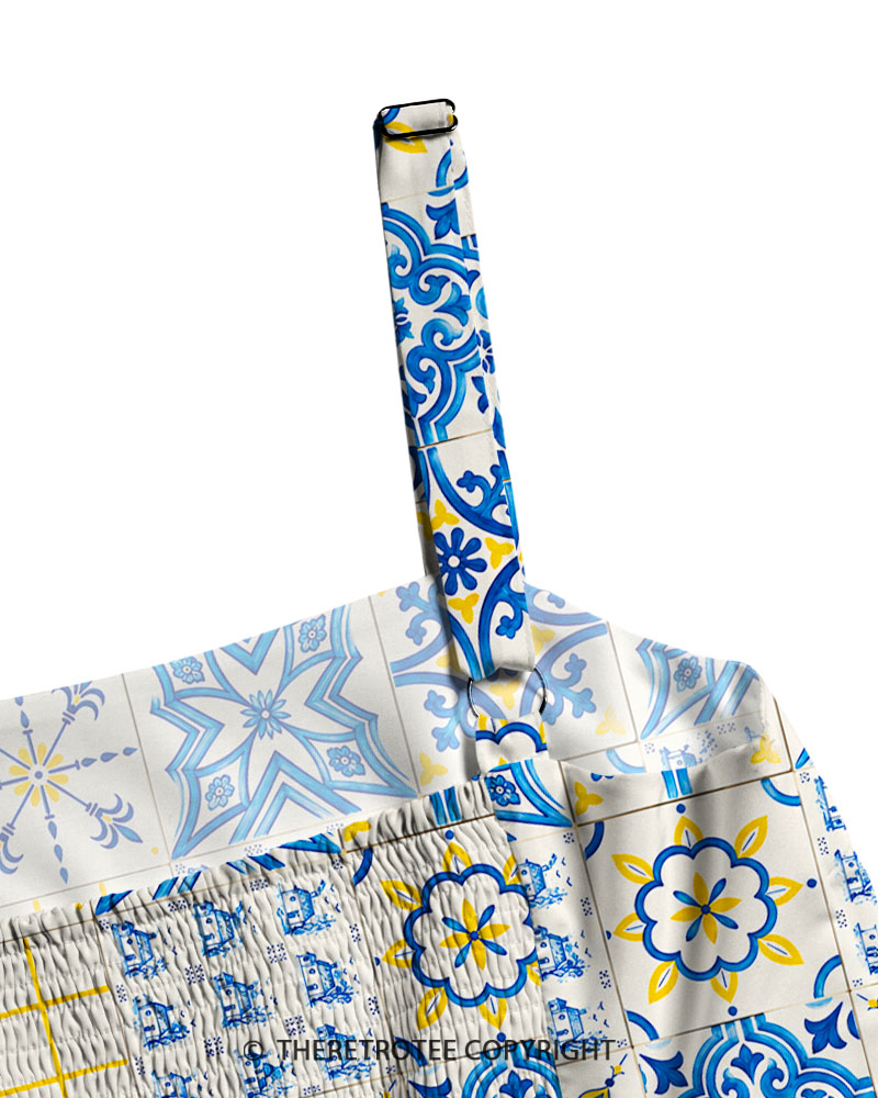 TheRetroTee Vintage Mediterranean Tile Maxi Dress